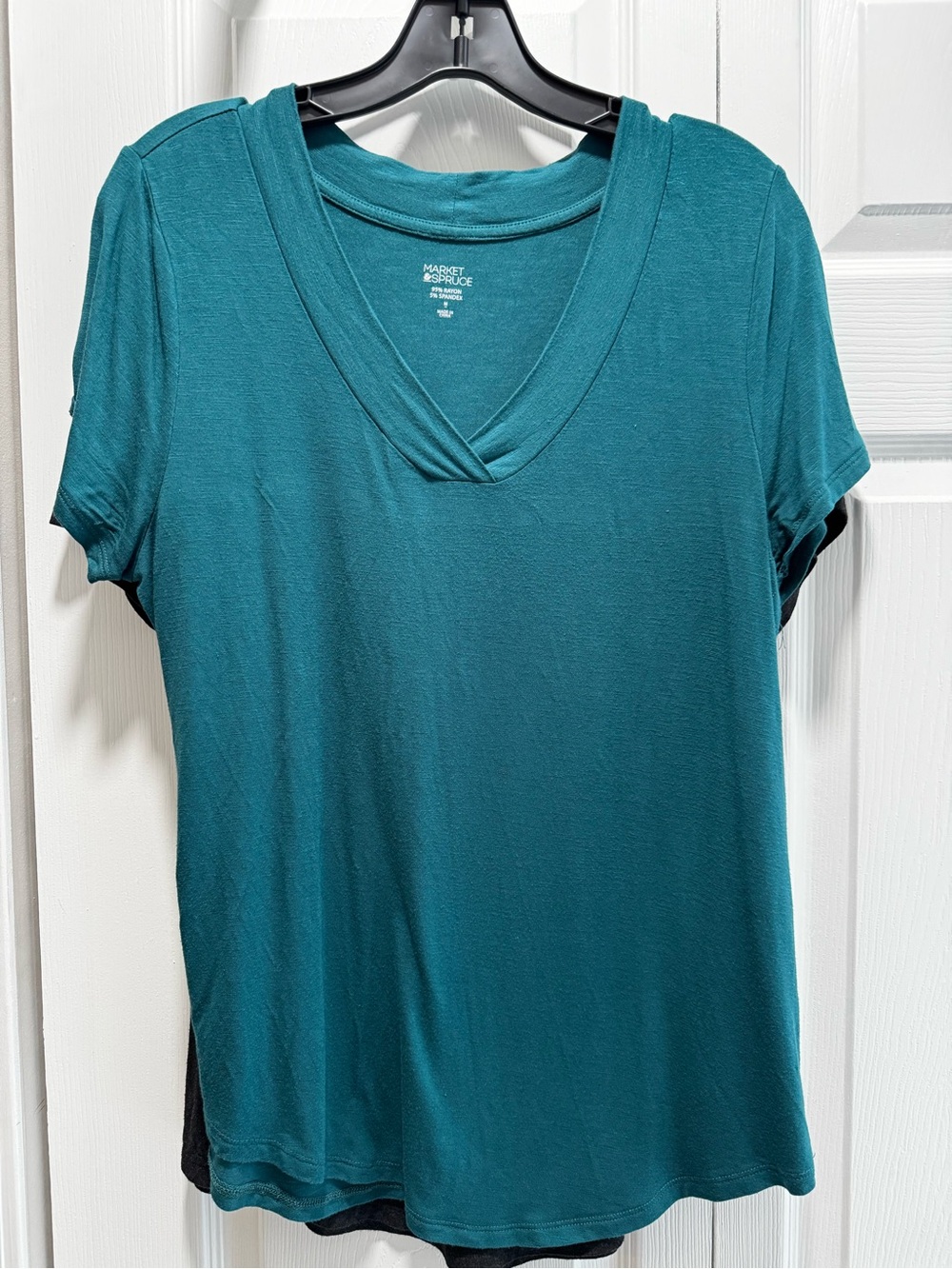 Market & Spruce Teal V-Neck Short Sleeve Tee